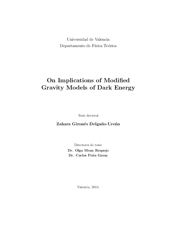 (PDF) On implications of modified gravity models of dark energy