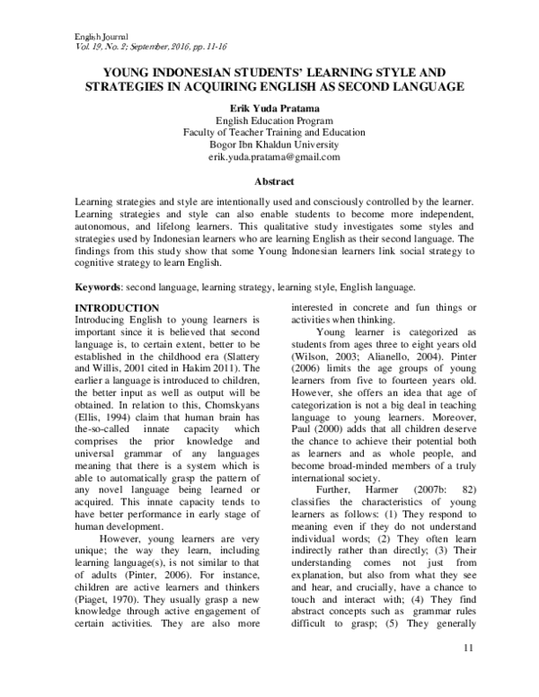 (PDF) Young Indonesian Students’ Learning Style and Strategies in ...