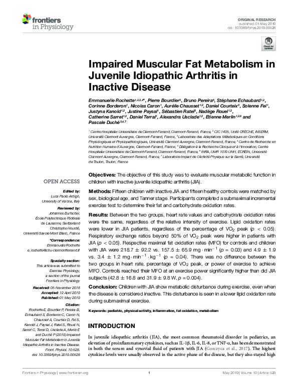 (PDF) Impaired Muscular Fat Metabolism in Juvenile Idiopathic Arthritis ...