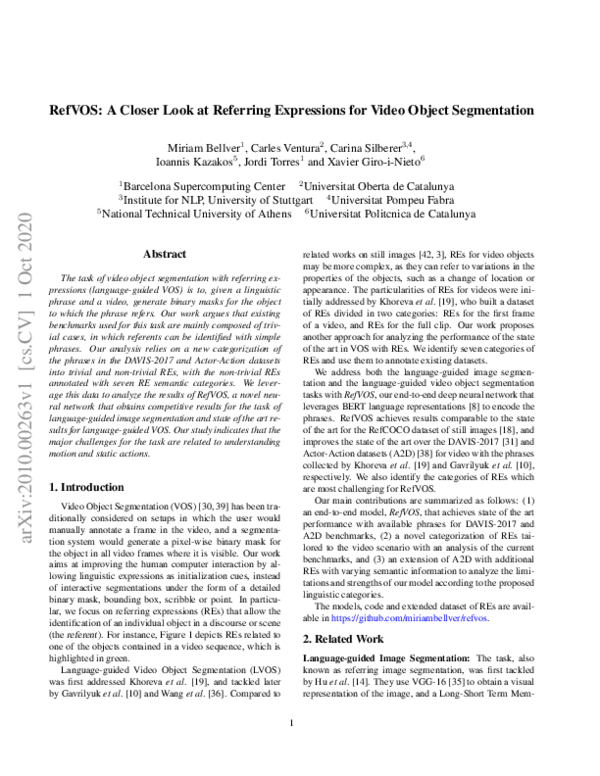 (PDF) RefVOS: A Closer Look at Referring Expressions for Video Object ...
