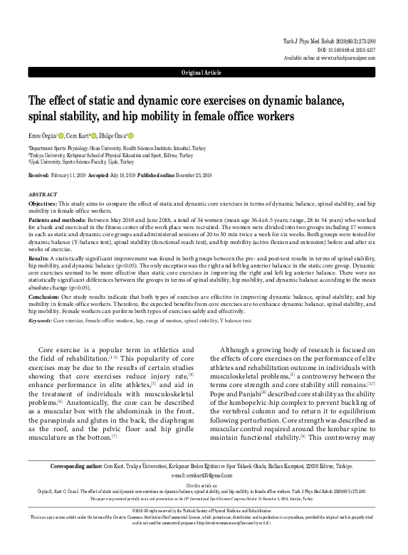 (PDF) The effect of static and dynamic core exercises on dynamic ...