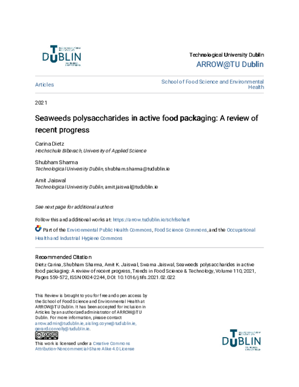 (PDF) Seaweeds polysaccharides in active food packaging: A review of ...