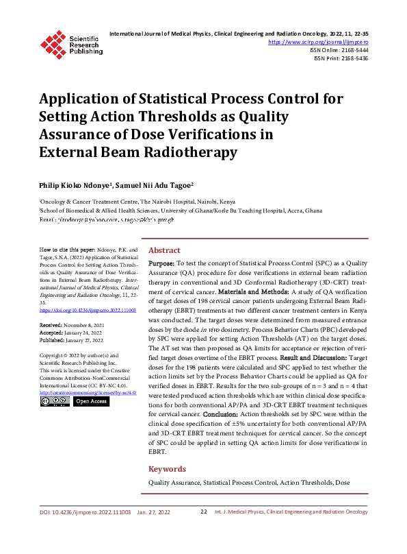 (PDF) Application of Statistical Process Control for Setting Action ...
