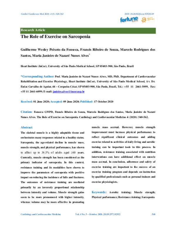 (PDF) The Role of Exercise on Sarcopenia
