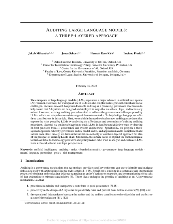 (PDF) Auditing Large Language Models: A Three-Layered Approach