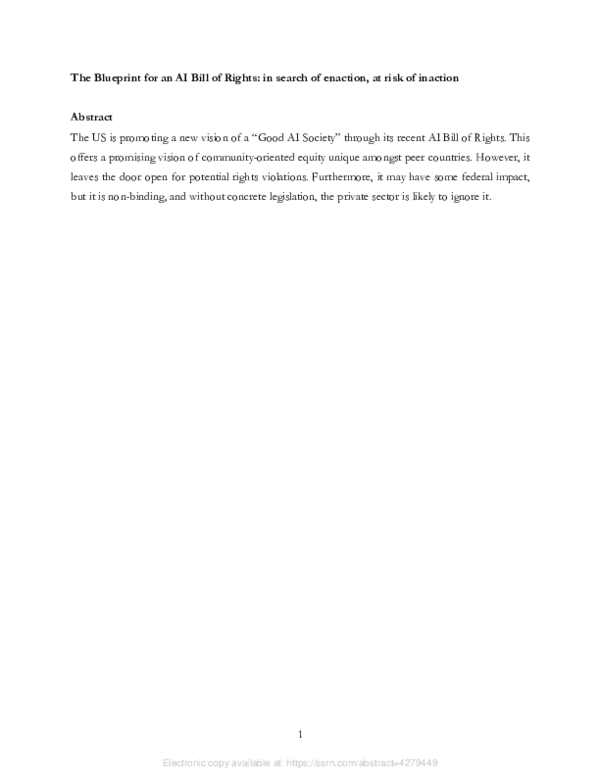 (PDF) The Blueprint for an AI Bill of Rights: in search of enaction, at ...