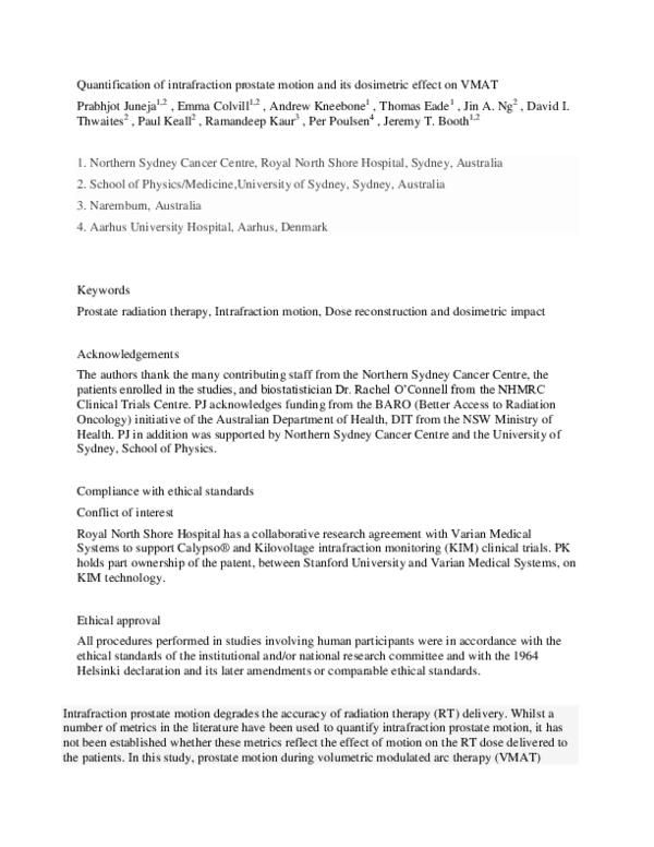 (PDF) Quantification of intrafraction prostate motion and its ...