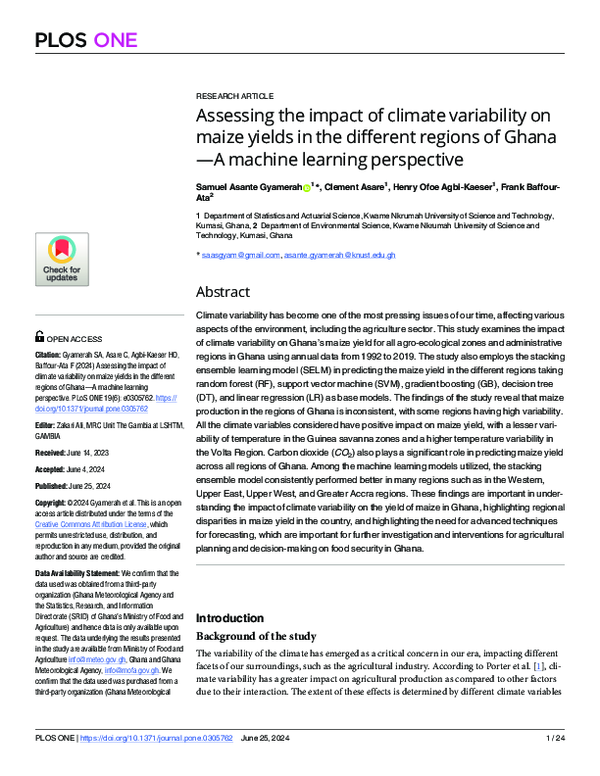 (PDF) Assessing the impact of climate variability on maize yields in ...