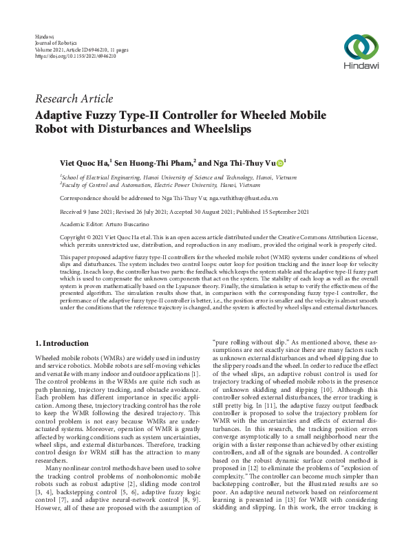 (PDF) Adaptive Fuzzy Type-II Controller for Wheeled Mobile Robot with ...