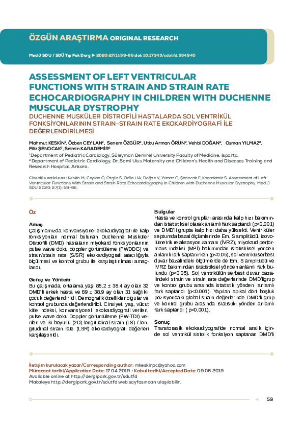 (PDF) Assessment of Left Ventricular Functions With Strain and Strain ...