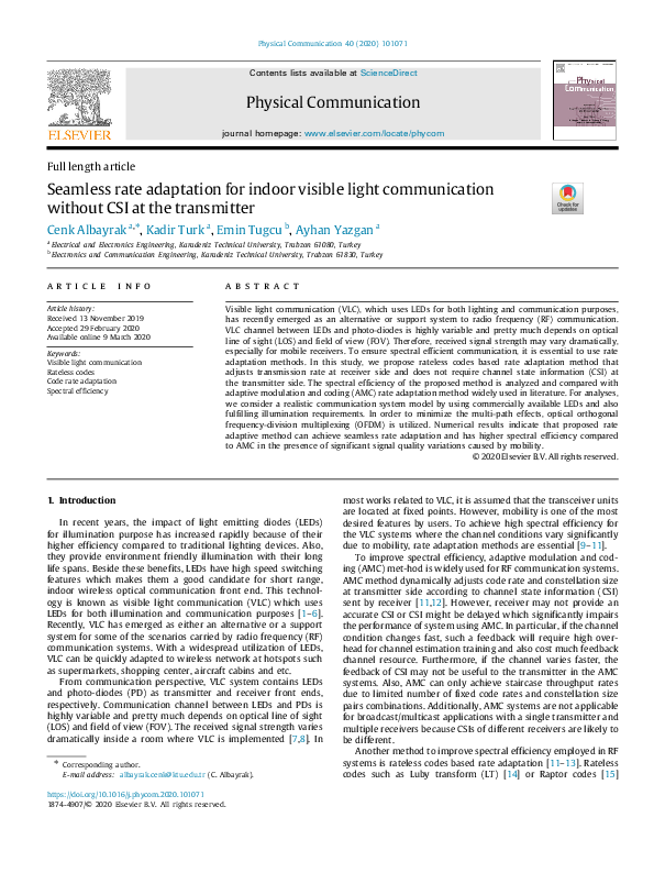 (PDF) Seamless rate adaptation for indoor visible light communication ...