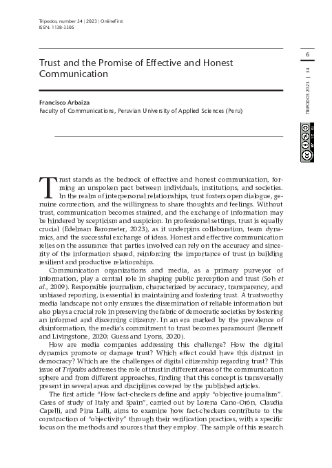 (PDF) Trust and the Promise of Effective and Honest Communication