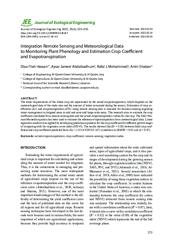 (PDF) Integration Remote Sensing and Meteorological Data to Monitoring ...