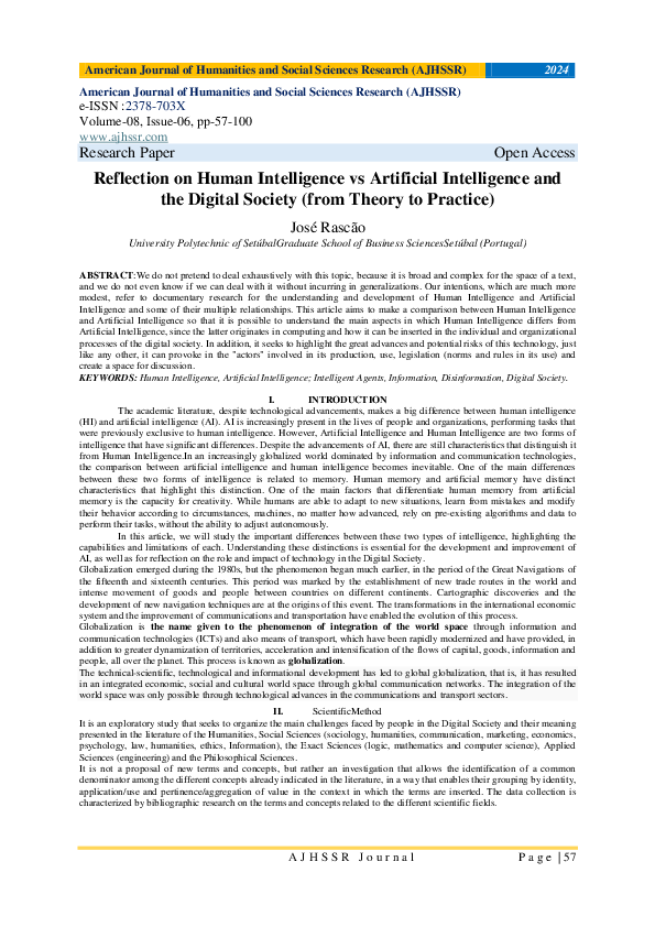(PDF) Reflection on Human Intelligence vs Artificial Intelligence and ...