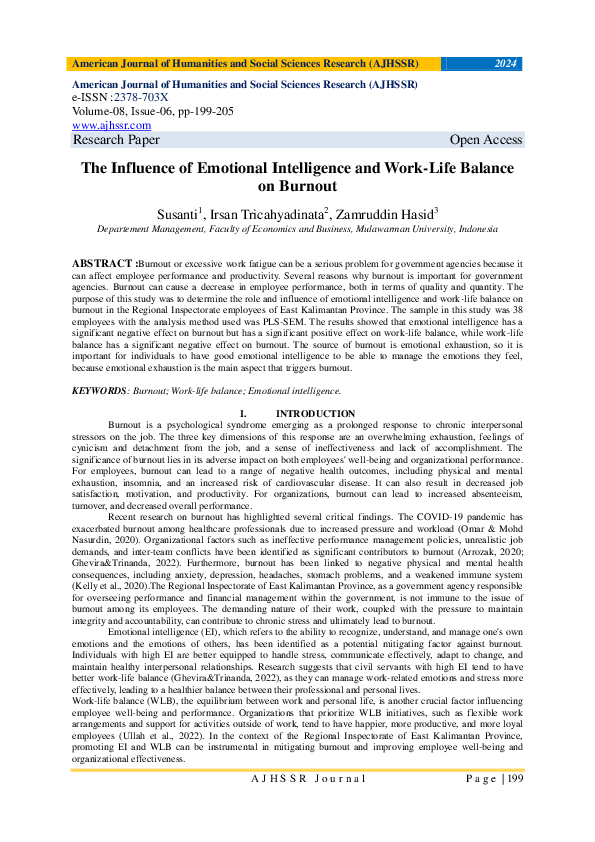 (PDF) The Influence of Emotional Intelligence and Work-Life Balance on ...