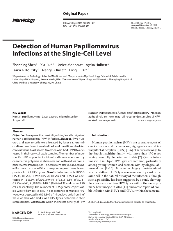 (PDF) Detection of Human Papillomavirus Infections at the Single-Cell Level