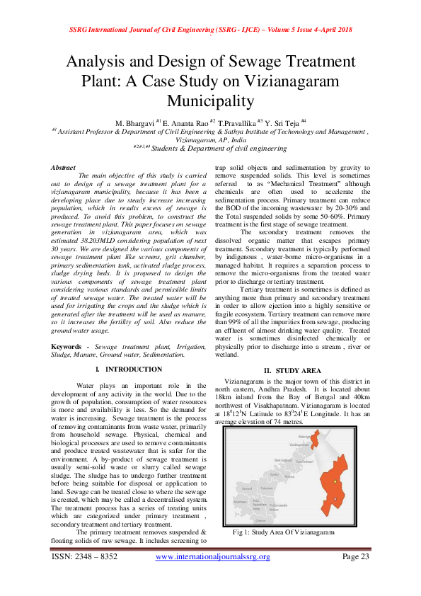 (PDF) Analysis and Design of Sewage Treatment Plant: A Case Study on ...