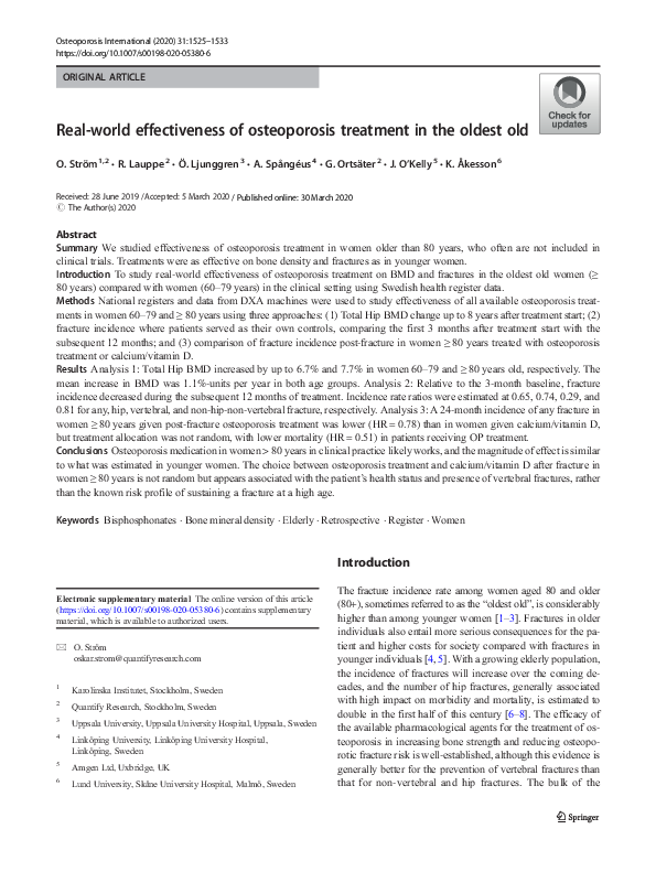 (PDF) Real-world effectiveness of osteoporosis treatment in the oldest old