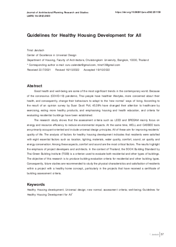 Pdf Guidelines For Healthy Housing Development For All
