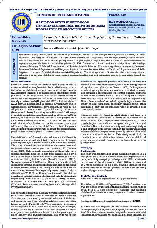 (PDF) A Study on Adverse Childhood Experiences, Suicidal Ideation and ...
