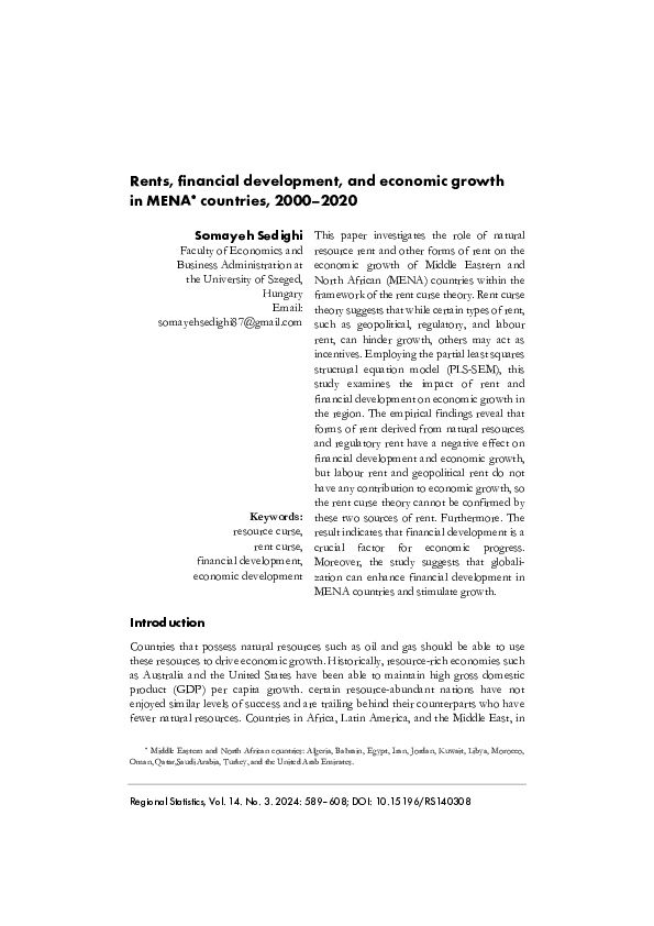 (PDF) Rents, financial development, and economic growth in MENA ...