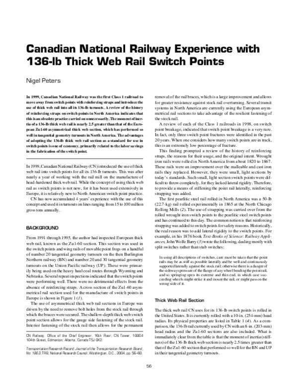 (PDF) Canadian National Railway Experience with 136-lb Thick Web Rail ...