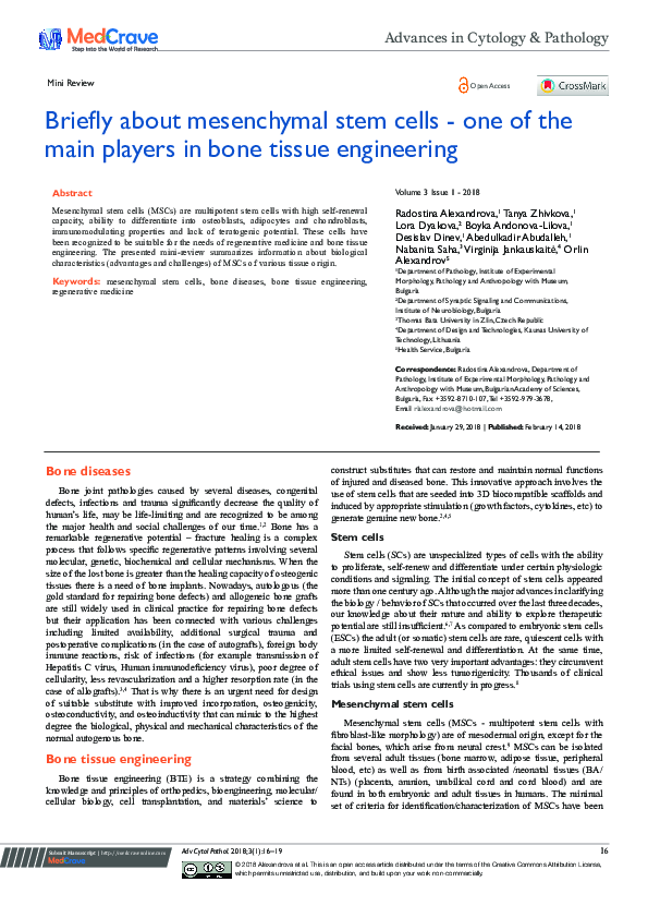 (PDF) Briefly about Mesenchymal Stem Cells - One of the Main Players in ...
