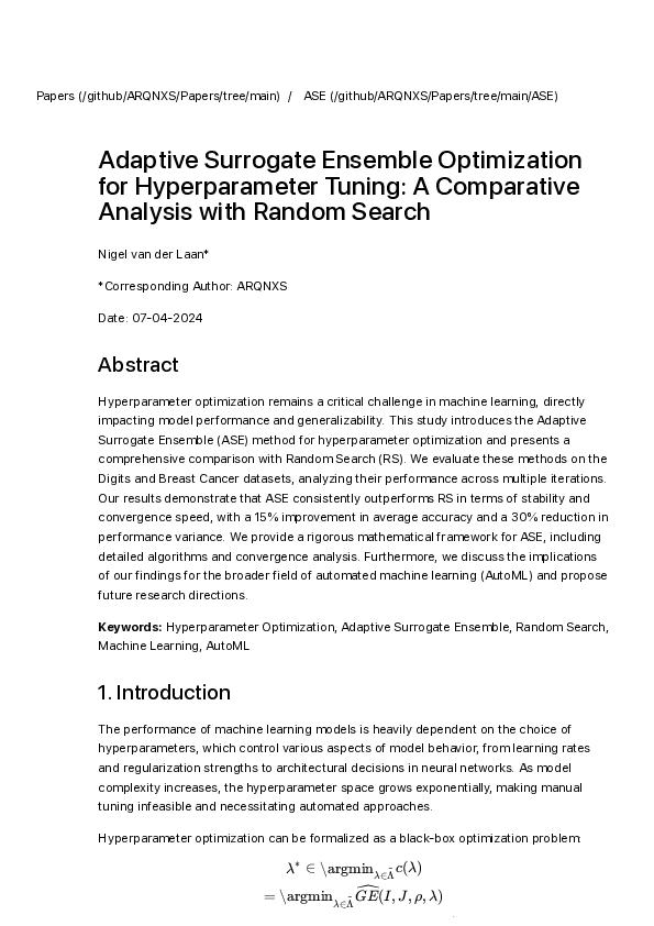 (PDF) Adaptive Surrogate Ensemble Optimization for Hyperparameter ...
