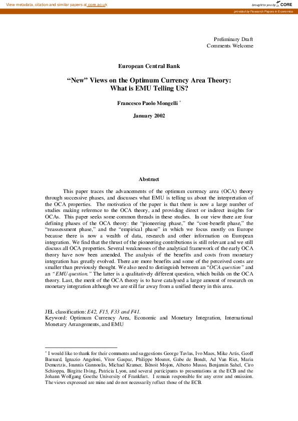 (PDF) ìNew" Views on the Optimum Currency Area Theory: What is EMU ...