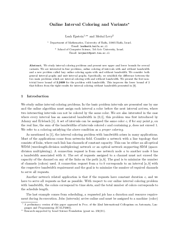 (PDF) Online Interval Coloring and Variants
