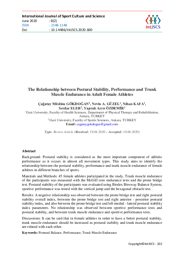 (PDF) The Relationship between Postural Stability, Performance and ...