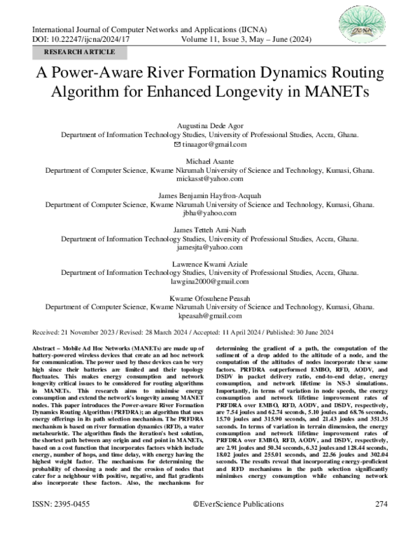 (PDF) A Power-Aware River Formation Dynamics Routing Algorithm for ...