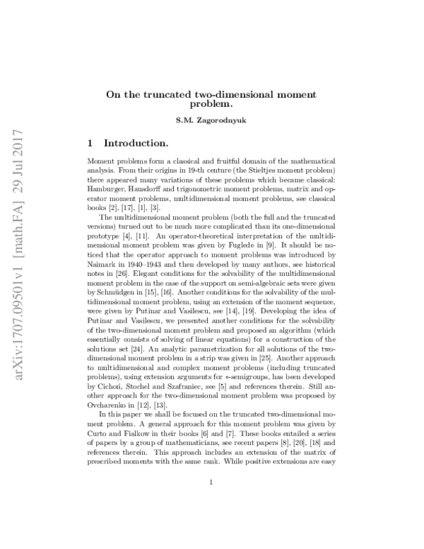 (PDF) On the truncated two-dimensional moment problem | Sergey ...