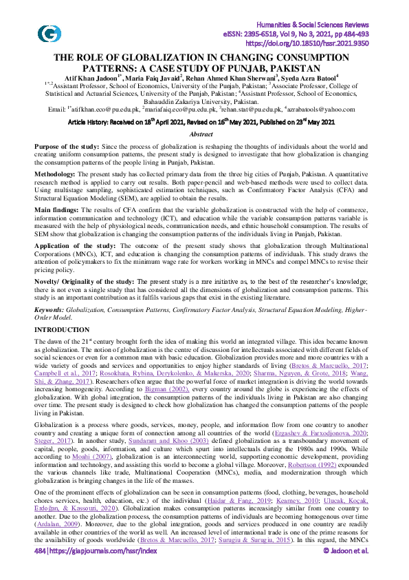 (PDF) The Role of Globalization in Changing Consumption Patterns: A ...