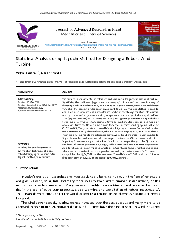 (PDF) Statistical Analysis using Taguchi Method for Designing a Robust ...