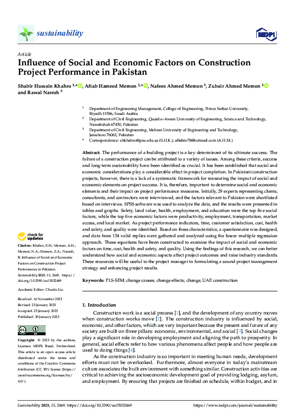 (PDF) Influence of Social and Economic Factors on Construction Project ...