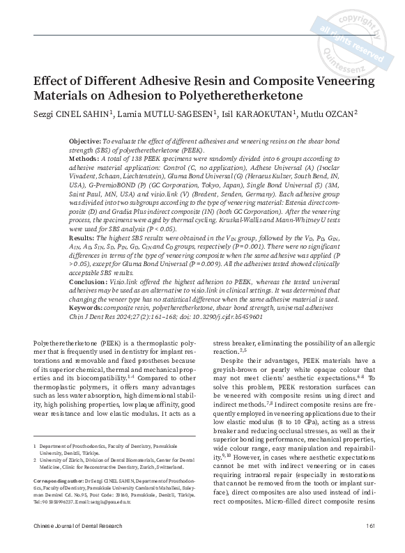 (PDF) Effect of Different Adhesive Resin and Composite Veneering ...