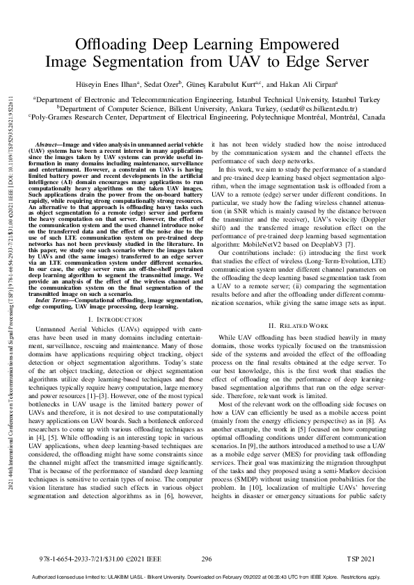 (PDF) Offloading Deep Learning Empowered Image Segmentation from UAV to ...