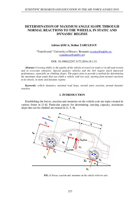 (PDF) Determination of Maximum Angle Slope Through Normal Reactions to ...