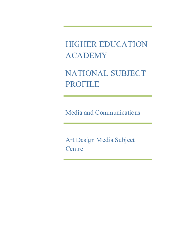 (PDF) The National Subject Profile – Media and Communications 2007-08