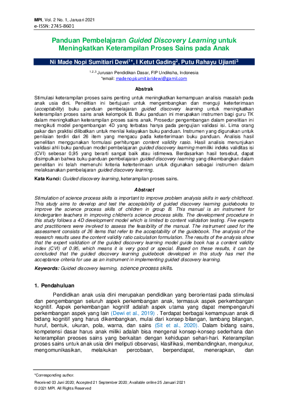 (PDF) Panduan Pembelajaran Guided Discovery Learning untuk Meningkatkan ...