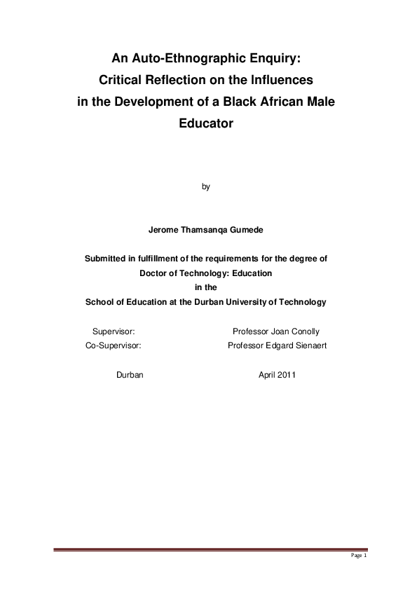 (PDF) An auto-ethnographic enquiry : critical reflection on the ...
