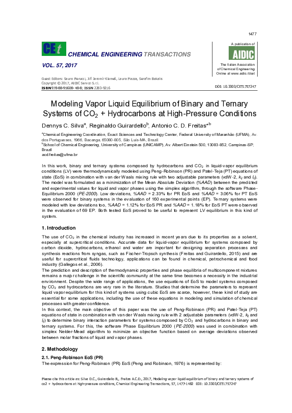 (PDF) Modeling Vapor Liquid Equilibrium of Binary and Ternary Systems ...