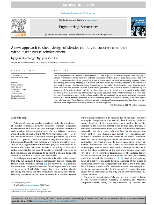 (PDF) A new approach to shear design of slender reinforced concrete ...