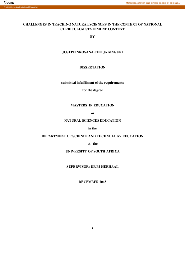 Pdf Challenges In Teaching Natural Sciences In The Context Of