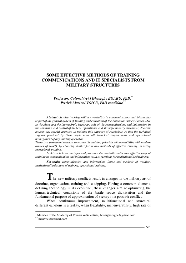 (PDF) Some Effective Methods of Training Communications and It ...