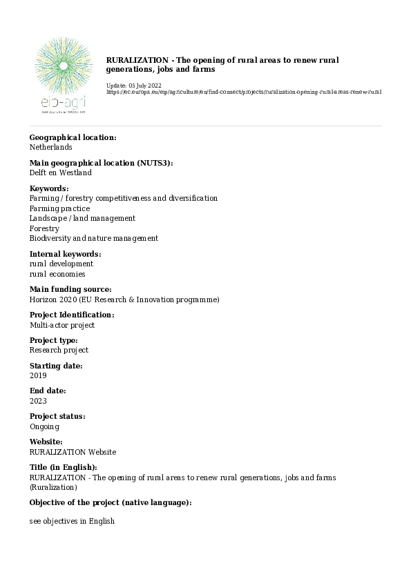 (PDF) RURALIZATION. The opening of rural areas to renew ...
