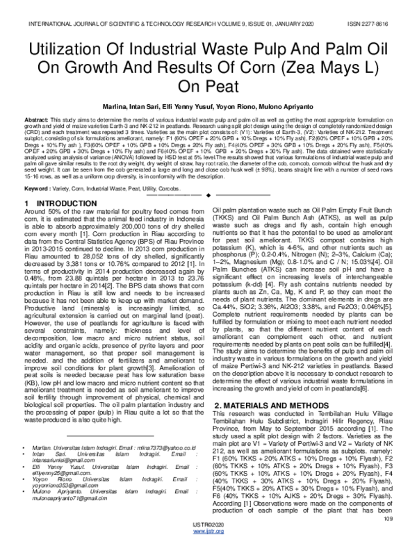 (PDF) Utilization of Industrial Waste Pulp And Palm Oil on Growth and ...