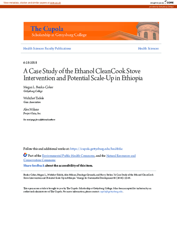 (PDF) A case study of the ethanol CleanCook stove intervention and ...