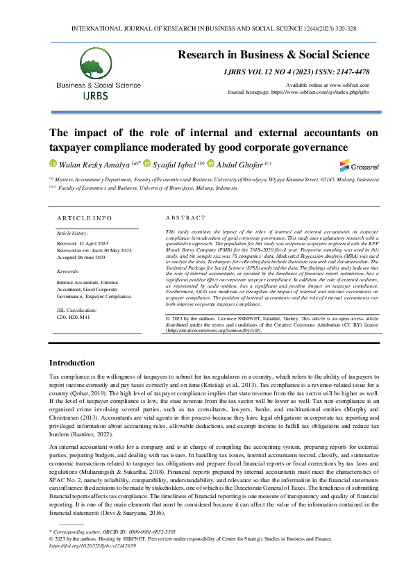 (PDF) The impact of the role of internal and external accountants on ...